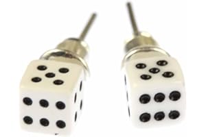 Miniblings dés Boucles d'oreille Casino Jouer blancs 3D - Boucles d'oreille bijoux de mode main I PLUG Boucles d'oreille