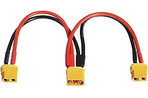 XMSJSIY XT60 Y Splitter Mâle à 2 Femelle Adaptateur Connecteur de Batterie Parallèle Câble d'Extension Fil Cordon 12AWG pour Multirotors RC LiPo Batterie