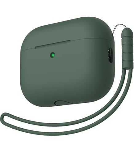 ACRONIX Compatibel met Airpods Pro 3 hoesje (2025), TPU leder-touch schokbestendige beschermhoes voor Airpods Pro 3e generatie, met sleutelkoord voorkant LED zichtbaar - donkergroen