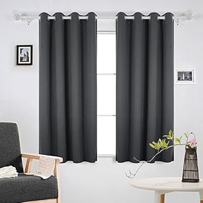 Deconovo Lot de 2 Rideaux Occultants Solides à Oeillets Isolant Thermique pour Rall 117x138cm Gris Foncé