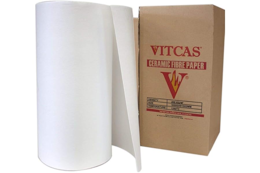 VITCAS 1260°C 3mm Ceramic Fibre Paper -Heat Resistant- Alumina and Silica Fibres- Flexible and Uniform Sheet - Heat Storage - Low Heat Conductivity