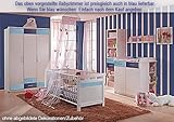 Babyzimmer in Apinweiß/Rose, Schrank B: 139 cm, Kinderbett inkl. Lattenrost 70 x 140 cm, Wickelkommode B: 91 cm, Regalteil und extra 3er Einlegeböden - 5