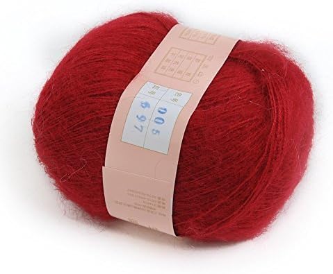 iknowy 1pcs Soft Natural Angola Mohair Cashmere Wool Knitting Skein Yarn - Red