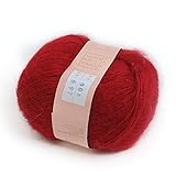 Color: Rojo. tia-ve 1pcs suave Natural Angola Mohair Cachemira lana para tejer madejas hilo - rojo