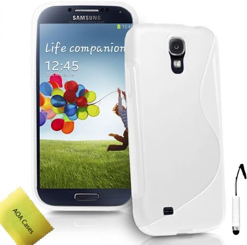 AOA Cases® Tpu Gel Case Back Cover For Samsung Galaxy S4 Gt-I9500 Gt-I9505 + Stylus + Screen Protector (White)