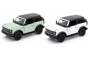 D-Power 1:36 Diecast Ford Bronco Badlands 2023, Assorted Colors Green/White – Soft Top, Pull Back, Collectible Model Car