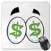 Produktbild HYYCLS Eye Mauspads, Green Dollar Signs in Big Cartoon Eyes Greed for Money Penny Pincher, Standard Size Rectangle Non-Slip Rubber Mousepad, Black Lime Green Pale Blue