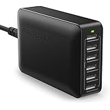 USB Charger, RAVPower USB Power Plug Charging Stations with 60W 6-Port Multi Desktop Charger for iPhone 11 Pro XR XS Max, iPad, Galaxy, Tablet-Black
