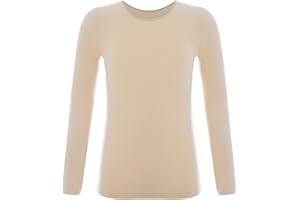 inhzoy Intimo Termico per Bambina Maglietta Maniche Lunghe Tinta Unita Thermal T-Shirt Camicia Top Sportivo da Danza Classica Ginnastica Abbigliamento Casual Maglia Termiche