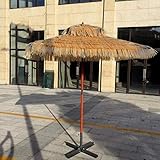 Parasol LZPQ 1.8x1.8m Jardin en Bois Imitation Paille Hawaii Protection UV Hydrofuge pour Patio Jardin Balcon Piscine Plage