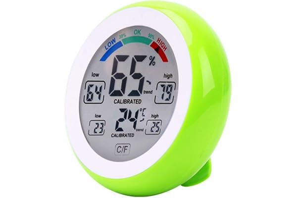 Meichoon Thermomètre Hygromètre électronique sans Fil Pour Intérieur et Extérieur,écran Tactile Rond Avec écran LCD,Testeur de Station Météo,UD02 Vert