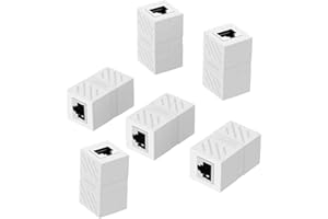 SIMUER 6Pcs RJ45 Coupler White, Ethernet Connectors Interface Cat 7 Cat6 Cat5 Cat5e RJ45 8P8C LAN Ethernet Cable Extender Female to Female Straight Modular Inline Coupler