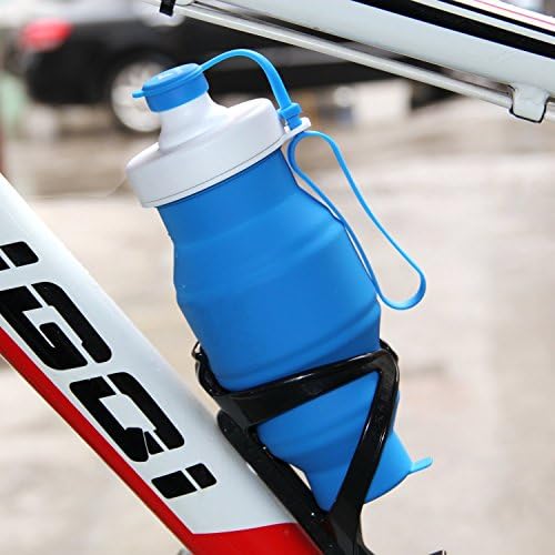 Kyansin 530ml Foldable Water Bottle, Collapsible Silicone Water Bottle Reusable Leak Proof Sports Water Bottle, Dringking Water Bottle, Roll Up Cup for for Hiking Camping Running Yoga Gym Outdoors (Blue)