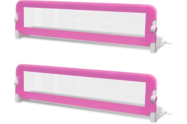 vidaXL 2X Barrière de Lit de Sécurité pour Tout-Petits Rose Chambre à Coucher