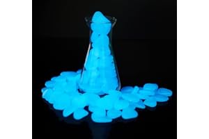 Halcyerdu 200 Stücke Leuchtende Kieselsteine, Fluoreszierende Steine, Blau Leuchtsteine, Nachtleuchtende Steine, für Aquarium Garten Dekoration