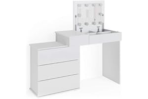 Vicco tavolo da toeletta Lotos, Bianco, 117 cm con illuminazione a LED