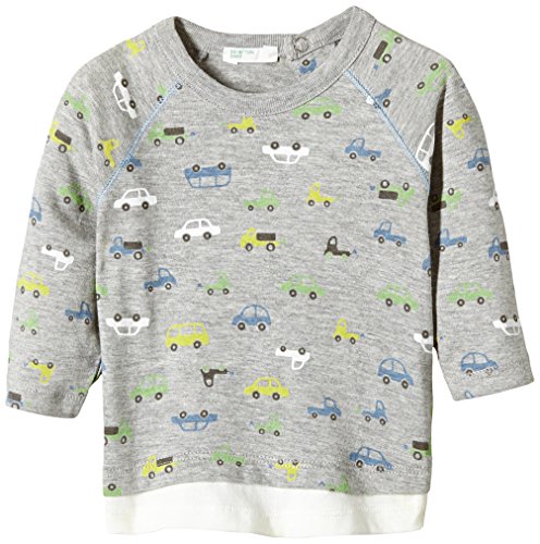 United Colors of Benetton Baby-Boys Car Print Polo Shirt, Grey, 6 to 9 months (Manufacturer Size: 68 cms)