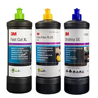 3M Kit de Polissage (pâte de polissage Fast Cut Plus XL, liquide de lustrage extra fin, liquide anti-hologrammes 1L)