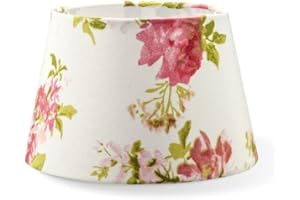HOME SWEET HOME COLLECTION Home Sweet Home Style campagnard Abat-jour Flowers | rond | 20/15/13cm | Beige | Abat-jour en tissu de coton | pour douille de lampe E27 | testé RoHS | pour applique murale