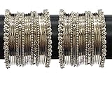 Youbella Traditional Silver Plated Oxidized Bangle Set For Women (2.6)