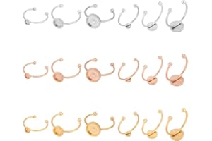 UNICRAFTALE 18Pcs 3 Colores 3 Tamaños Anillos en Blanco Base Anillos para Dedos 4/6/8mm Anillo de Acero Inoxidable Pad Base Anillo Redondo Plano en Blanco Ajustes Base Cabujón Base Bisel Bandeja