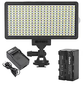 Osaka Bi-Color Dimmable LED Video Light OS-LED-308 Pocket LED Slim for All DSLR Video Cameras YouTube Video tiktok Photography Shooting with F750 Battery 8000 mAh and Fast Charger