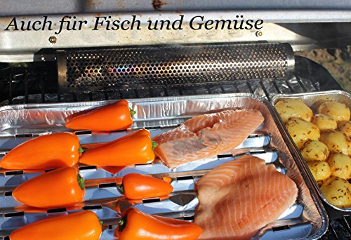 BBeeQ® Räucherröhre 30cm aus Edelstahl – bester Kaltrauch-Erzeuger für Gasgrill und Kohlegrill – Räucherbox, Pellet-Smoker - 5