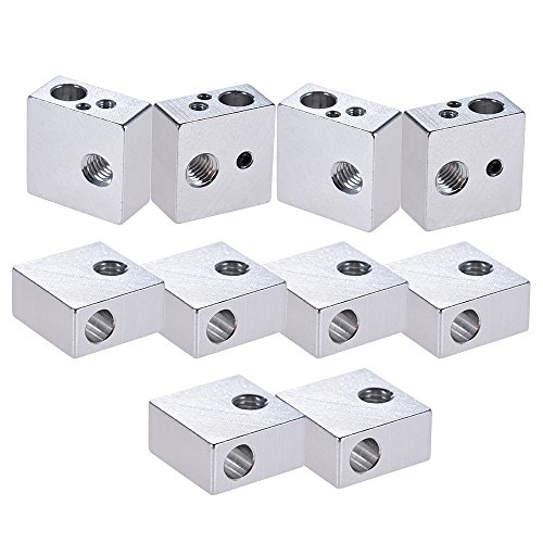 Aibecy 10 Pcs 20 x 20 x 10 mm 3D Drucker Aluminium Heizung Stück Heizblock All Metal Heat Block Hot End Für MK7 MK8 Extruder Düse RepRap Prusa i3 DIY 3D Drucker Zubehör - 5