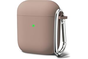 Oakxco für Airpods Hülle 2 Generation Karabiner, Wasserdicht und Stoßfest Silikon Protective Case, Airpods Hülle 1 Generation Dünn Weiches, Elegant Einfarbig Design für Damen Frauen Girl, Braun Khaki