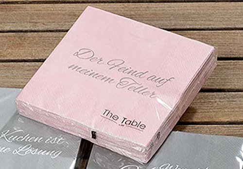 Servietten altrosa mit Text 20 Stück 3-lagig 33 x 33cm Papierserviette Serviette