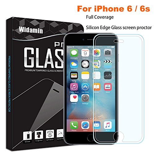 iPhone 6S 6 Protection d'écran en verre trempé, [Widamin] plein écran Film bord en silicone anti-rayures,Anti-traces,Film en verre trempé avec couverture intégrale, Matrice pour, sans bulles iPhone 6 6S 4.7inch