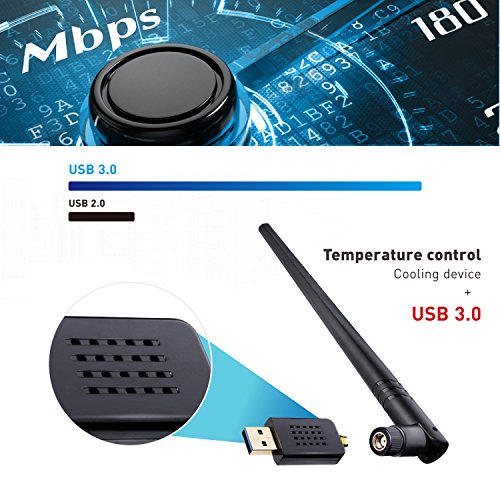 ANEWKODI 1200Mbps USB Wireless Adaptador USB 3 0 de Alta Velocidad WiFi Adaptador 5dBi Antena WiFi USB Tarjeta de Red Dual Band 2 4G   5 8G 867Mbps 802 11ac b g n Receptor WiFi Dongle WiFi para PC Windows 10   8 1   8 7   Vista MAC OS
