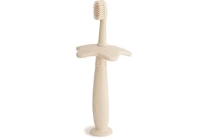 Mushie Cepillo de Dientes en Forma de Estrella para Niños | Cepillo Dental Manual para Bebés con Ventosa, 0-6 Años | Estimula Dientes y Encías, Cepillo Extrasuave | Shifting Sand