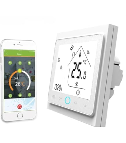 Slimme Thermostaat voor Thuis WIFI Smart Thermostaat 2P 4P Centrale Airconditioner Koeling Verwarming for ventilator Coil-eenheid Kamertemperatuurregelaar nestthermostaat (Color : 4P RC NO WIFI