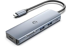 Hub USB C AYCLIF, USB C Adapter 6 en 1, USB C Hub Multiport Adapter USB C Dock avec 4K HDMI, USB 3.0, 100W, SD/TF, MacBook Pro/Air iPad Pro Adapter, pour Ordinateur Portable