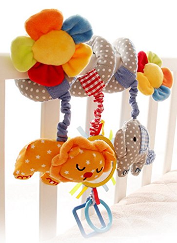 Happy Cherry Baby Süß Hängenden Spirale mit Musik Sound, Activity Spiral Plüschtiere Spielzeug, Beschwichtigen Schlaf Spielzeug für Baby Süßsbett/ Kinderwagen – Elefant Blau - 2