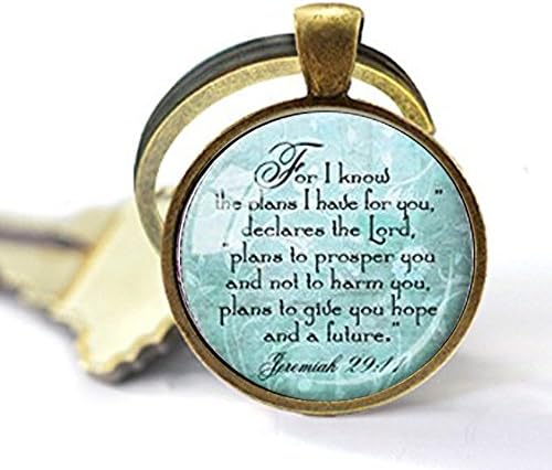 JEREMIAH 29:11 CHRISTIAN PENDANT Scripture Jewelry Christian Gift for Christian Bible Verse Necklace Spiritual Quote Cream Inspirational keychain