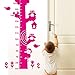 ufengke® Big Tree Cute Owls Monkey Height Chart Decals, Children's Room Nursery Removable Wall Stickers Murals, Pink