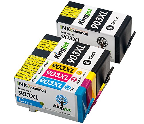 Kingjet 903XL Refill-Patronen 5 Stück hohe Kapazität Ersatz für HP 903 XL mit Füllstandsanzeige kompatibel mit HP OfficeJet 6950 6960 6970 (2 x Schwarz, 1 x Cyan/ Magenta/ Gelb) - 3