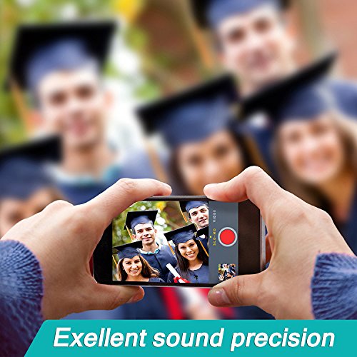 Microfono Lavalier, SYFIELD Mini Microfono Clip a Condensatore Omnidirezionale 3.5mm con 2 adattatore per Smartphone, PC e Line-in Registratore, Nero