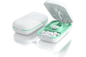 FAMIDIQGO Petit coupe-pilules portable pour sac à main (coupe-pilules, blanc)