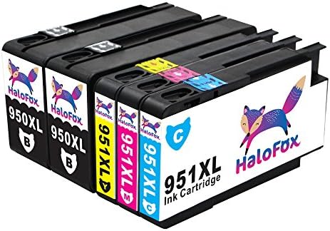 HaloFox 5 Ink Cartridges Combo 950XL 951XL High Yield Compatible for HP Officejet Pro 8610 8620 8600 Plus 8630 8615 e-ALL-in-One Printer 8100 ePrinter 251dw 271dw 276dw Multifunction Printer Black Magenta Cyan Yellow