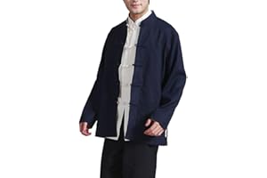 DAOBA Hombres Chino Ropa Tang - Wing Chun Shaolin Tai Chi Tradicional Disfraz Artes Marciales Kung Fu Manga Larga Chaqueta de Doble Cara Camisa Uniforme