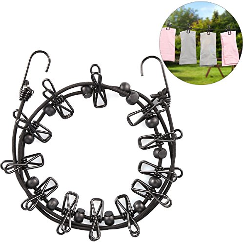 Preisvergleich Produktbild Wäscheleine,Etmury Elastische Wäscheleine Camping Wäscheleine,Reise Wäscheleinen mit 12 beschichteten Klammern und 13pcs Positionierung Wölbungen 170-360cm für Reise Urlaub und Außen Camping