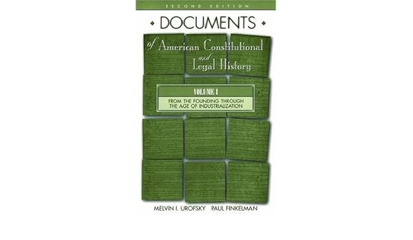 Buy Documents Of American Constitutional And Legal History Volume