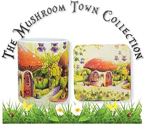 GARDENERS COTTAGE MATCHING MUG & COASTER SET by MUSHROOM TOWN © MAGICAL, ENCHANTING, TRANQUIL, FANTASY, SCENIC, ILLUSTRATED ART MUGS CREATED JUST FOR YOU