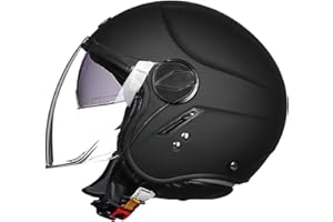 LIONCIANO Casco De Motocicleta, Ece 22.06 Semi-Abre a Los Auriculares Jet Casco De Motocicleta y Scooter Woman Adulto Anti Scratch Visiere
