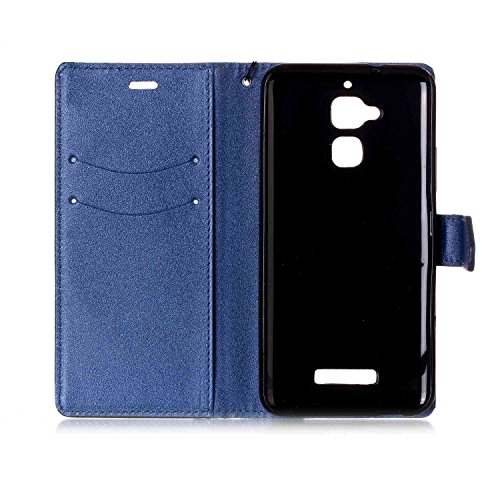 Custodia Asus Zenfone 3 Max 5.2 Cover Asus ZC520TL,Ukayfe Stitching Colore Flip Case Cover per Asus Zenfone 3 Max 5.2 ZC520TL,Asus Zenfone 3 Max 5.2 ZC520TL Lussuosa Astuccio Custodia Cover [PU Leather] [Shock-Absorption] Protettiva Portafoglio Cover Custodia Giuntura da Polso Foglio con Super Sottile Morbido Silicone TPU Interno Case e Porta carte di credito Portafoglio Custodia Protettiva Cover Copertura Tutta Potente per Asus Zenfone 3 Max 5.2 ZC520TL-Nero + Blu