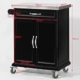 SoBuy® Luxus-Küchenwagen mit Edelstahltop, Küchenschrank, Kücheninsel,Schwarz, B66xT46XH92cm FKW13-SCH - 3