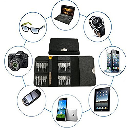JTENG Gehärtet Schraubendreher Set 25-teilig Präzisions Minischraubenziehern Magnetisierbar Reparatur Set, Torque, Schlitz, Kreuzschlitz, Etui für die Elektronik PC Laptop Werkzeugset Plus / Entmagnetisieren Magnetic - 2